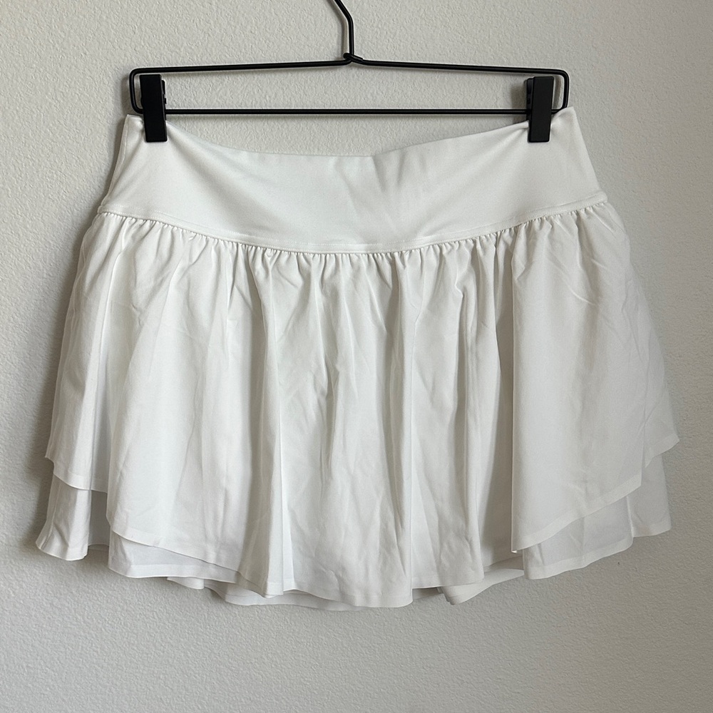 Women’s White Tiered Circle Skirt with Wide Waistband